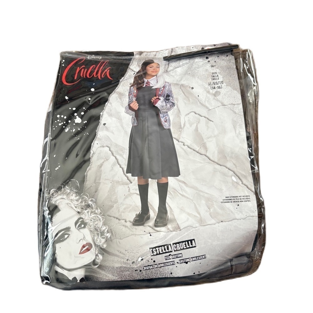 Disney Cruella Kids Costume Sz XL Black White 101 Dalmatians Villain Halloween